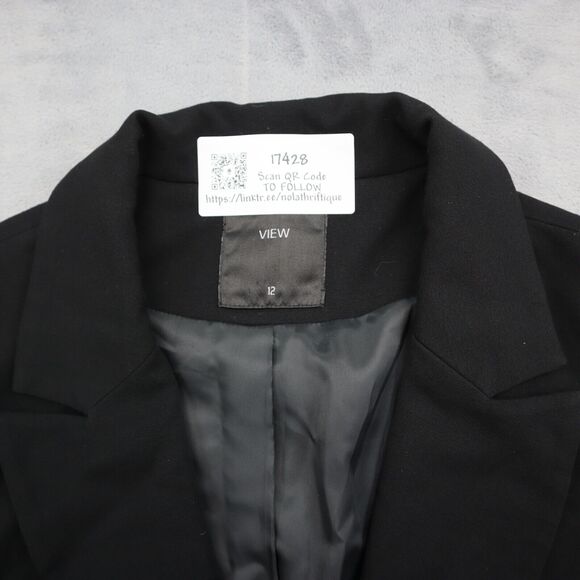 View Suit Womens 12 Black Skirt Suit Notch Lapel Single Breasted Blazer - Picture 10 of 16